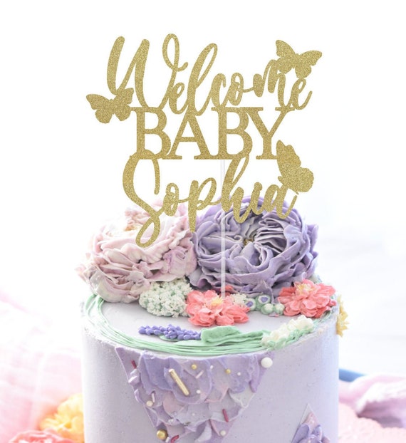 Rose Gold Birthday Cake Decoration Butterfly Birthday Glitter card cake  topper