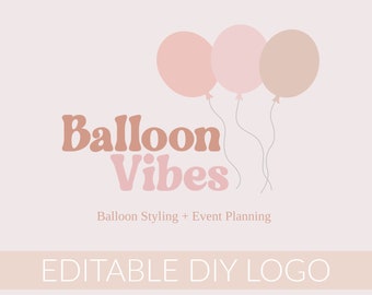 event planner business cards Balloon Business Logo, Party Planner Logo, Balloon Logo, Blush Pinks Logo