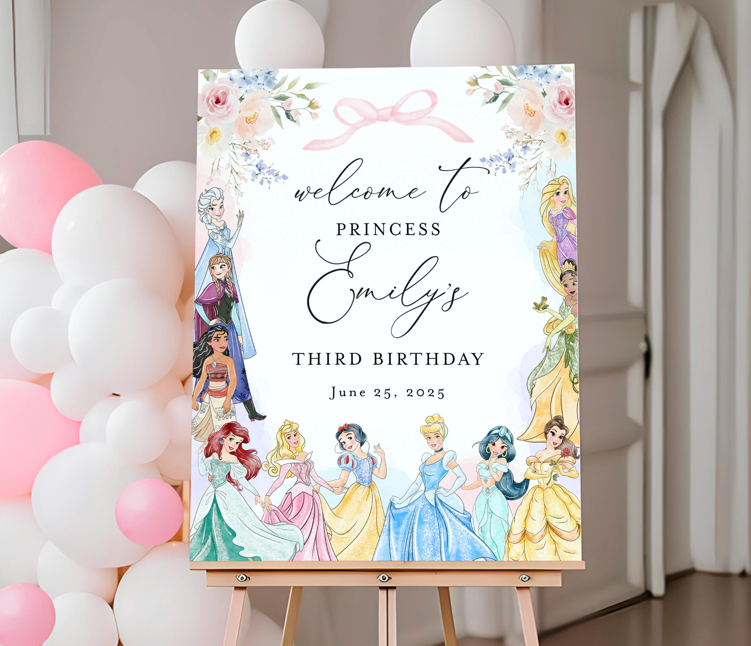 Welcome Princesses Floral Princess Birthday Welcome Sign, Editable Template - Etsy