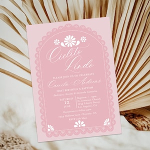 Cielito Lindo Invitation, Baptism Invitation, Papel Picado Invitation