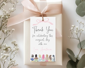 Princess Thank You Favor Tags, Editable Template (Digital Download)
