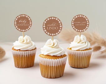 Cielito Lindo Cupcake Toppers, Pink Talavera, Editable Template (Digital Download)