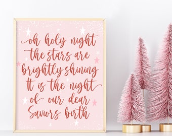 Oh holy night Printable, Christmas Printable, Pink Christmas Printable