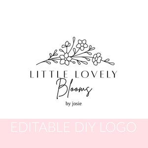 Flower Bouquet Logo, Floral Business Logo, Flowers Editable Logo, Diy Branding, Logo Template
