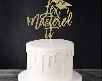 Mastered It Glitter Graduation Cake Topper, Custom Name & Year