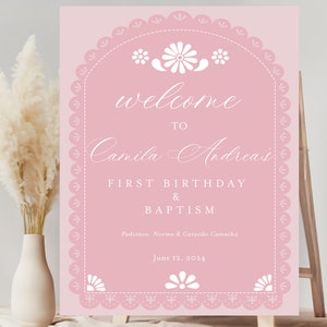 Cielito Lindo Welcome Sign, Baptism Welcome Sign, Paper Picado Welcome Printable Sign, First Birthday Welcome, Fiesta Editable Template