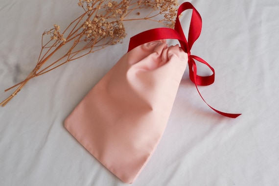Sac cadeau en tissu de coton rose sac écologique réutilisable