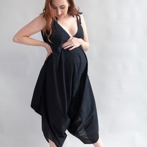 Black Maternity loose fitting cotton jumpsuit