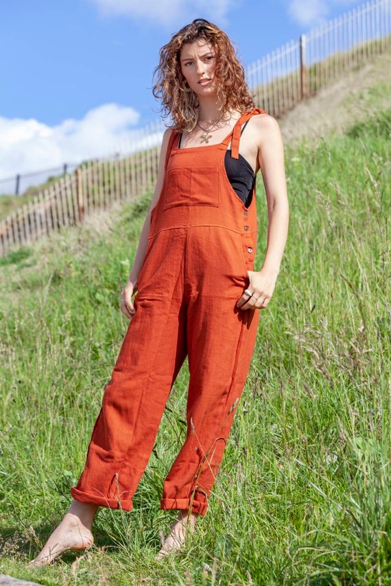 Baggy Burnt Orange Dungarees Etsy UK