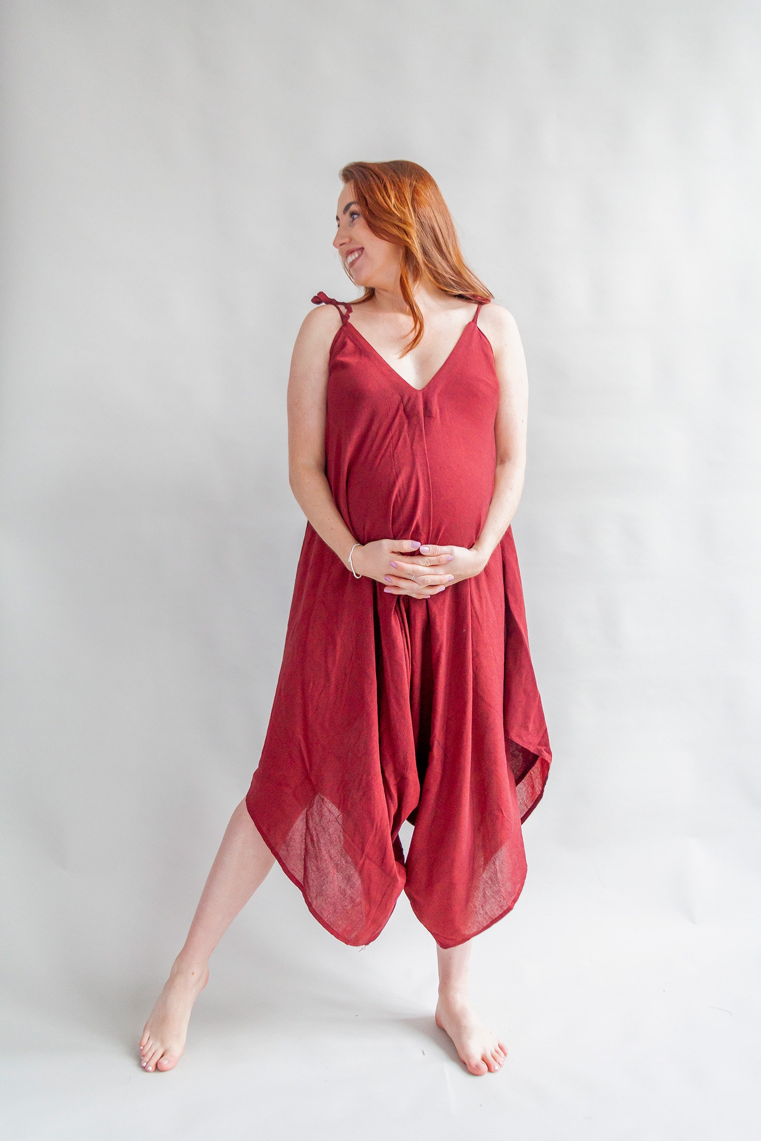 Red maternity jumpsuit new arrivals