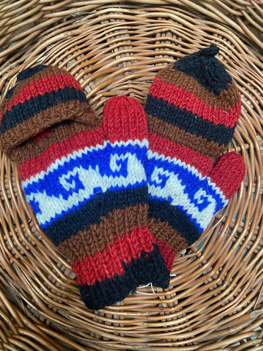 100 Wool Fleece Lined Glove Mittens. Fingerless Mitts. Blue Etsy