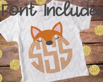 2 Files Fox Round Monogram Frame Lashes Sweet Face Font Included SVG Cricut Silhouette cut file design space Design file