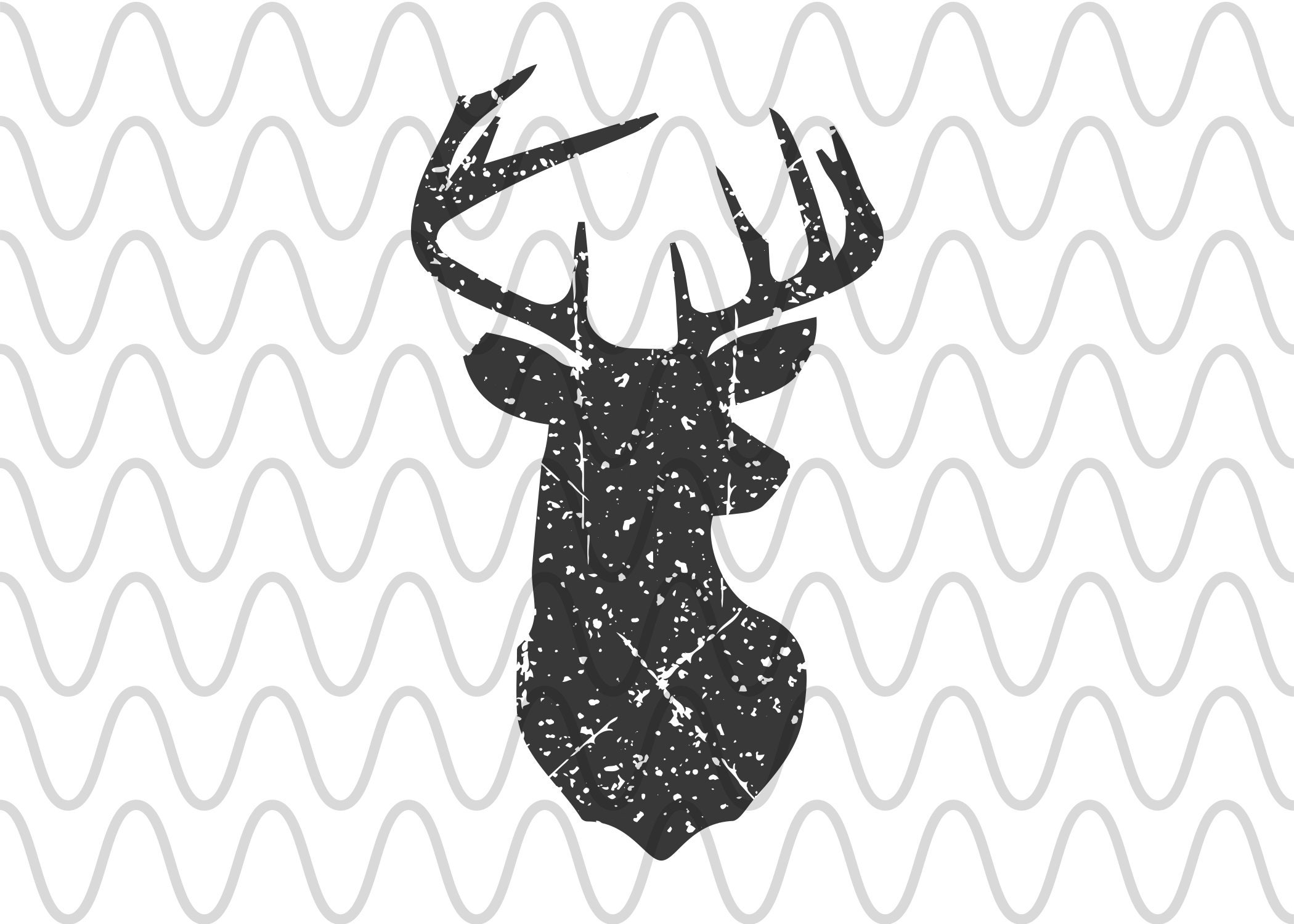 Grunge Distressed Buck Deer Rack Antlers Horns Clip Art SVG Etsy