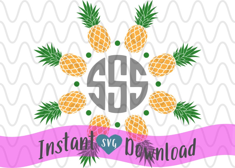 Download Pineapple Circle Round Polka Dot Split Monogram Frame SVG ...