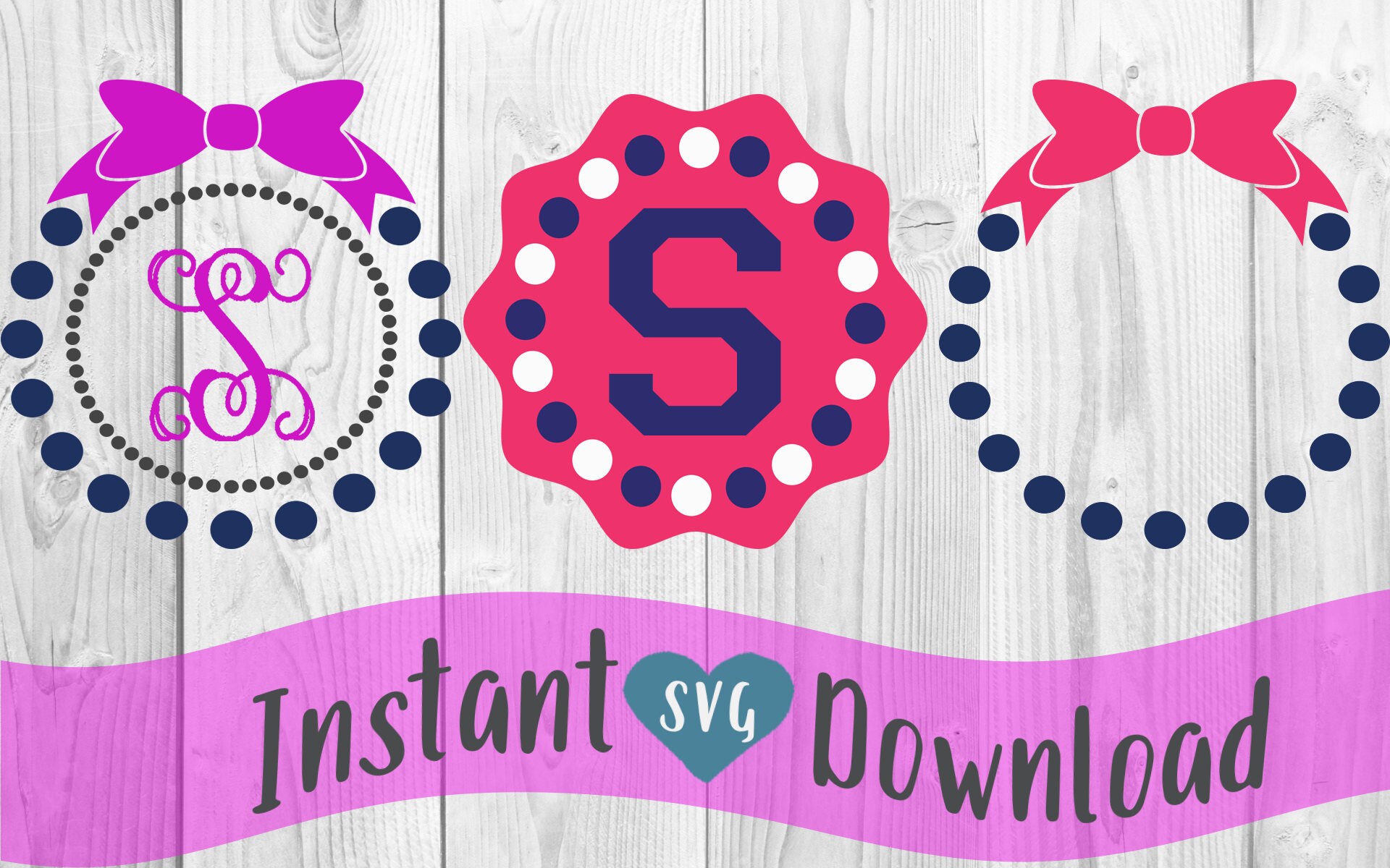 Download 3 Polka Dot Circle Wavy Varsity Monogram Frames SVG Cricut ...