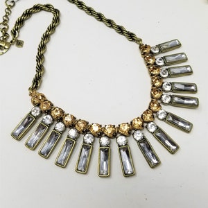BR Necklace Topaz & Clear Rhinestones Choker