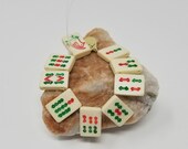 Vintage Bone Beads Mahjong tiles Circle Design or Bamboo Design 2 Hole