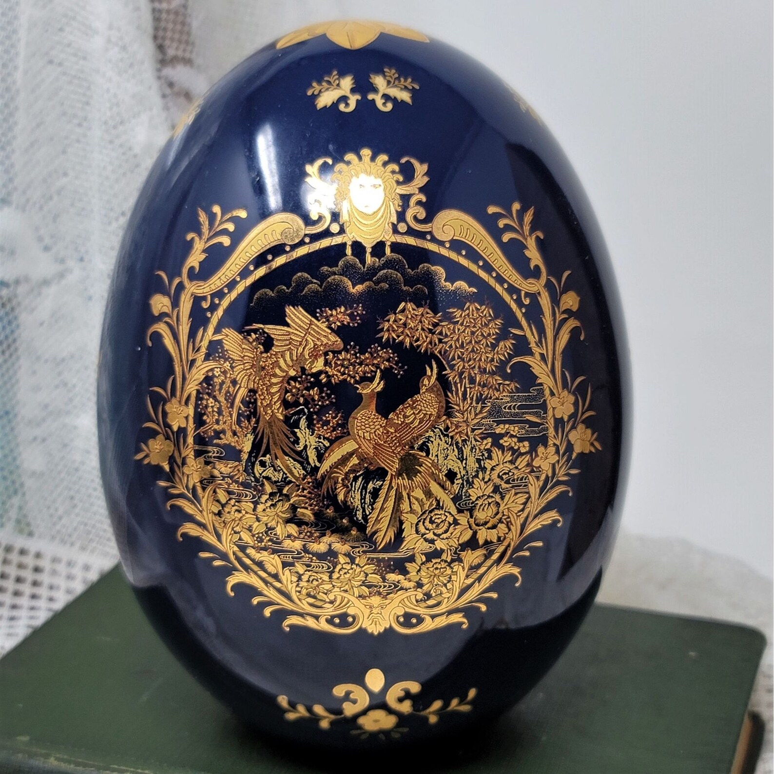 Blue and Gold Large Limoges Egg Vintage France Etsy