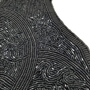 Swirls of Black Glass Beaded Evening Bag