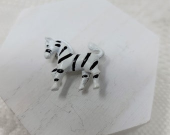 Zebra Metal Pin Brooch Small Black & White Fun