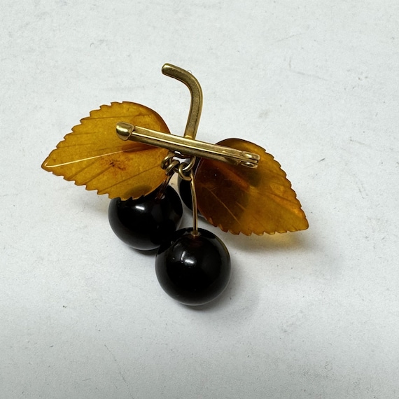 Vintage Russian Carved Cognac Cherry Amber berrie… - image 5