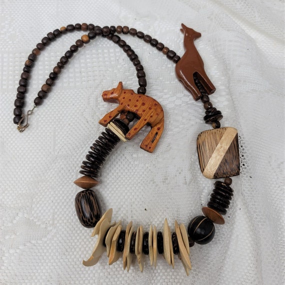 Carved Wood Animal Necklace Unique 30" Long - image 10