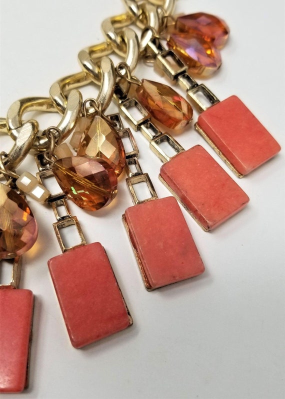 Spectacular Statement Necklace Salmon Pink & Tange