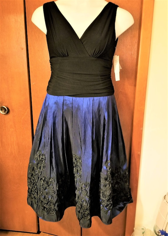 sl fashions illusion soutache trim party dress SL Fashions Illusion Soutache-Trim Party Dress Navy Size 16 $99