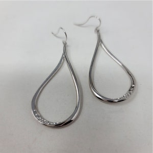 Stunning Rhinestone Dusted Hoop Earrings Silver Ovals
