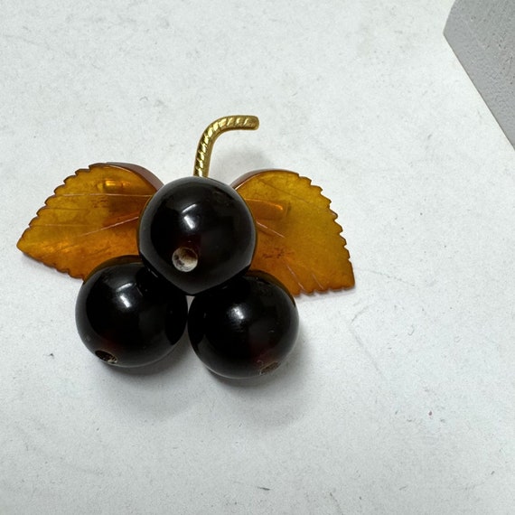 Vintage Russian Carved Cognac Cherry Amber berrie… - image 7