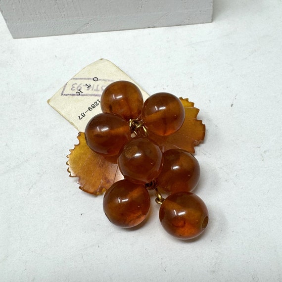 Vintager Russian Baltic Amber Grapes & Leaves Bro… - image 7