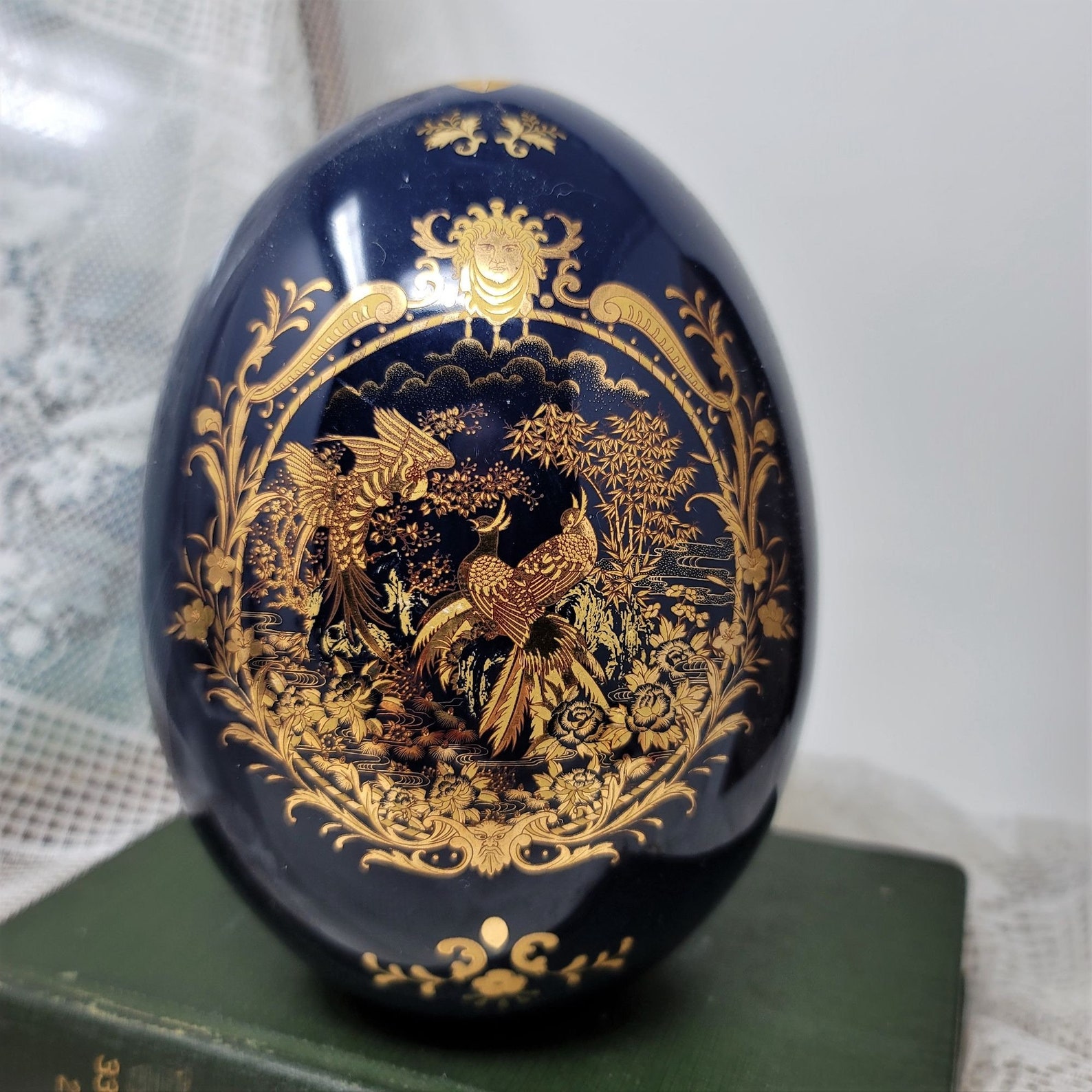Blue and Gold Large Limoges Egg Vintage France Etsy