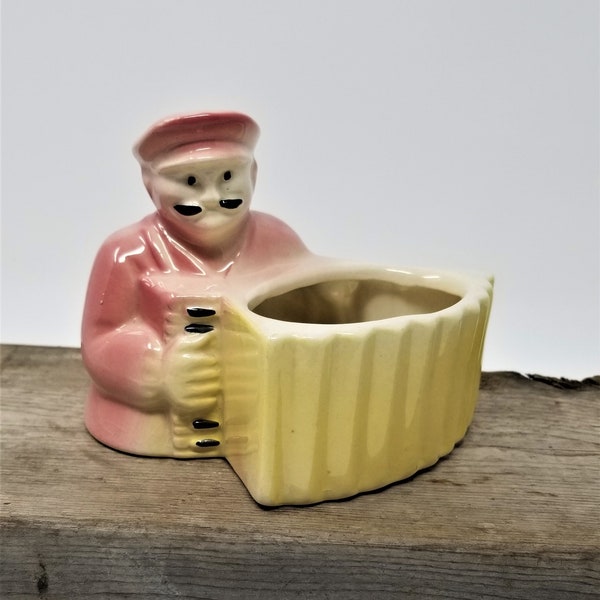 Vintage Planter Man with Mustache playing accordion