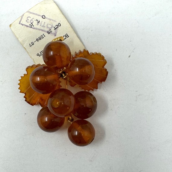Vintager Russian Baltic Amber Grapes & Leaves Bro… - image 6