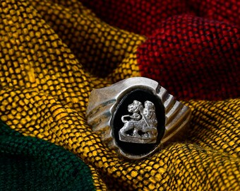 Silver Lion of Judah ring rasta Haile Selassie Ethiopian jewelry 99J