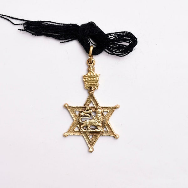 Handmade Lion of Judah Star of David pendent Ethiopian neck cross pendent 99j