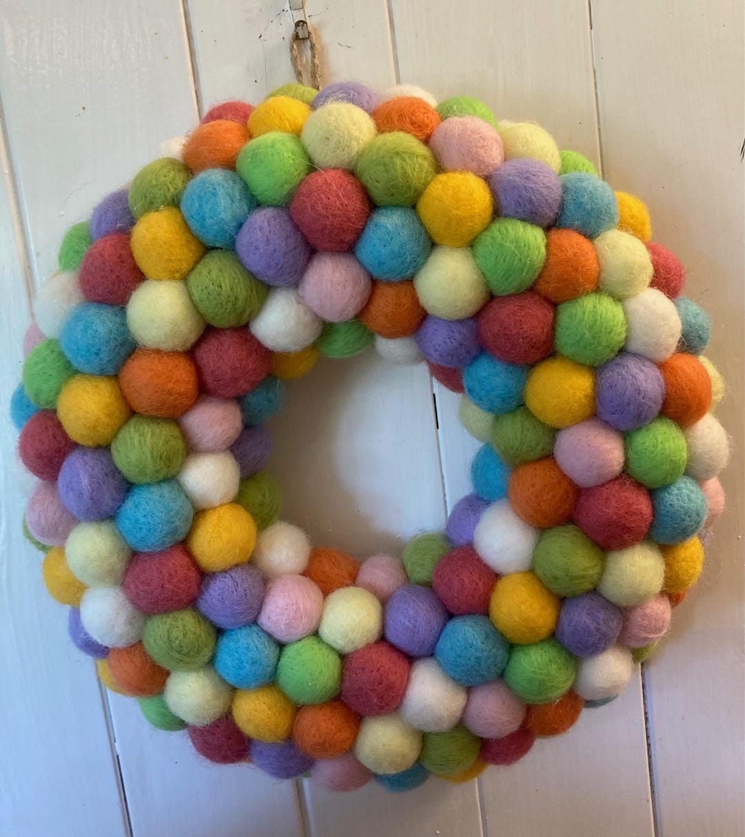 Spring Bauble Needle Felted Spring Wreath: Pastel Merino Wool Bauble Wreath - Etsy