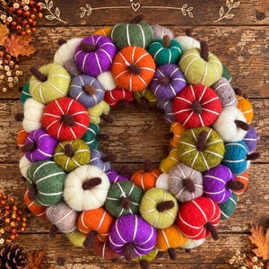 Felted Pumpkin Wreath: Handmade Fall Door Decor