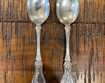 Two Rare, Beautiful vintage 1890’s silver teaspoons with “WD” monogrammed on them by Chas Mayer & Co from Glasgo. 14.2 grams