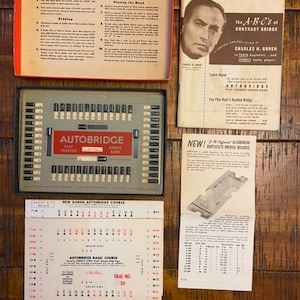 Vintage 1950 Autobridge Real Four Handed Bridge voor één kaartspel, met origineel instructieboek - in fantastische staat!