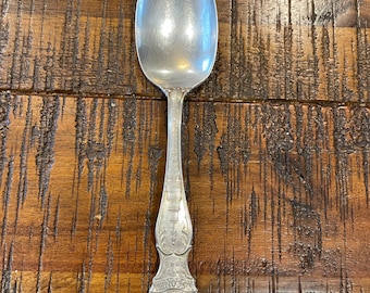 Vintage late 1800’s R. Wallace & Sons State of Wisconsin silver spoon stamped with a buck hallmark, measures 6” by 1 1/4” wide