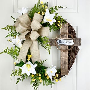 Easter cross wreath, Rustic cross wreath, Easter Lilly wreath, Cross decor, Farmhouse  inspired decor