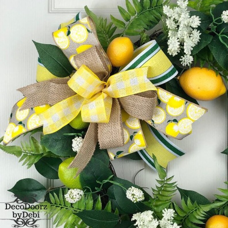 Lemon Floral Wreath Grapevine Lemon Wreath Etsy