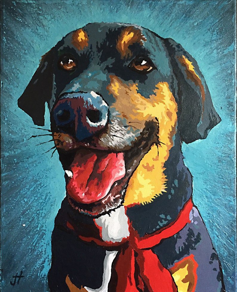 acrylic on canvas based on your photo 10 x 10 Custom painting of your pet 1 pet only.