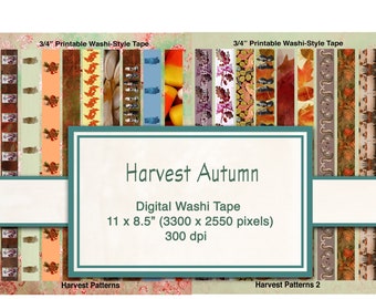 Autumn Harvest Digital Washi, Instant Download Digital For Artwork, Collage, Journals, Scrapbooking, Paper Crafting