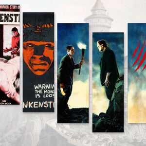 Frankenstein Horror Bookmarks And Envelopes Digital Download, Mary Shelley&#39;s Monster Card And Envelopes Instant Download,