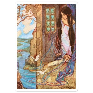 Sticker met illustratie Florence Harrison Tennyson Dreams