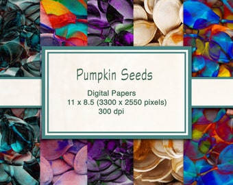 5 Designs Pumpkin Seeds Art Digital Download For Artwork, Collage, Journals, Scrapbooking, Party Favors, Paper Crafting