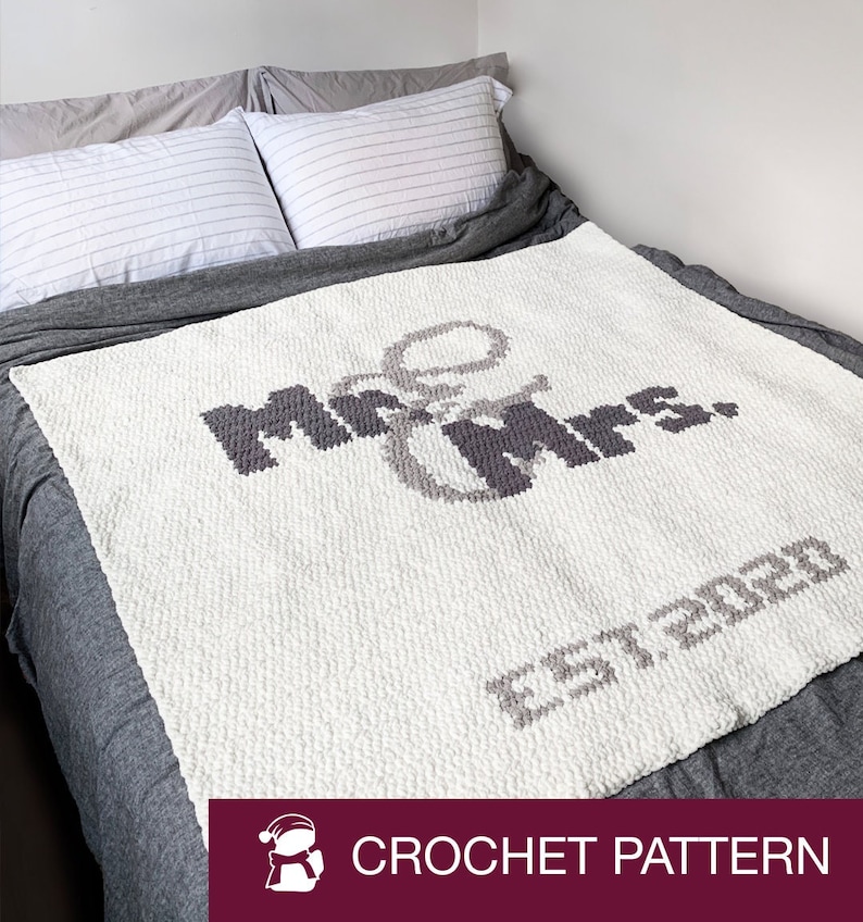 Mr. & Mrs. Blanket CROCHET PATTERN Stitchigan image 1