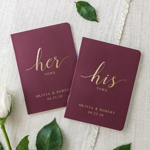 Vow Books, Wedding Vow Book for Bride and Groom Wedding Vows, Personalized His Vows Her Vows, Foil and Color Choices